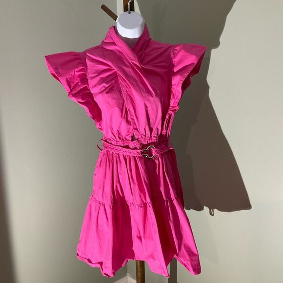 NWOT - 10 Crosby Derek Lam Pink Sleeveless Ruffled Mini Dress - Picture 2 of 3